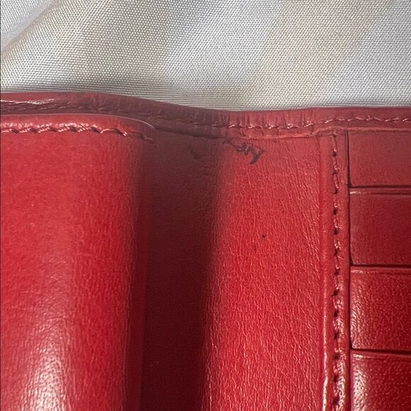 Vintage Dooney & Bourke Red Leather Checkbook Continental Wallet - Picture 8 of 15